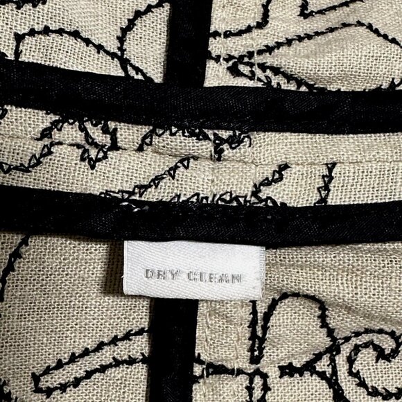 Charter Club Boho Floral Peplum Jacket Sz S Cream Black Linen Blend Quiet Luxury - Picture 6 of 6